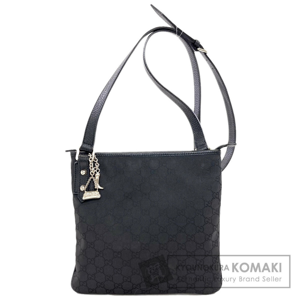 Gucci black GG canvas crossbody messenger bag shoulder strap Black